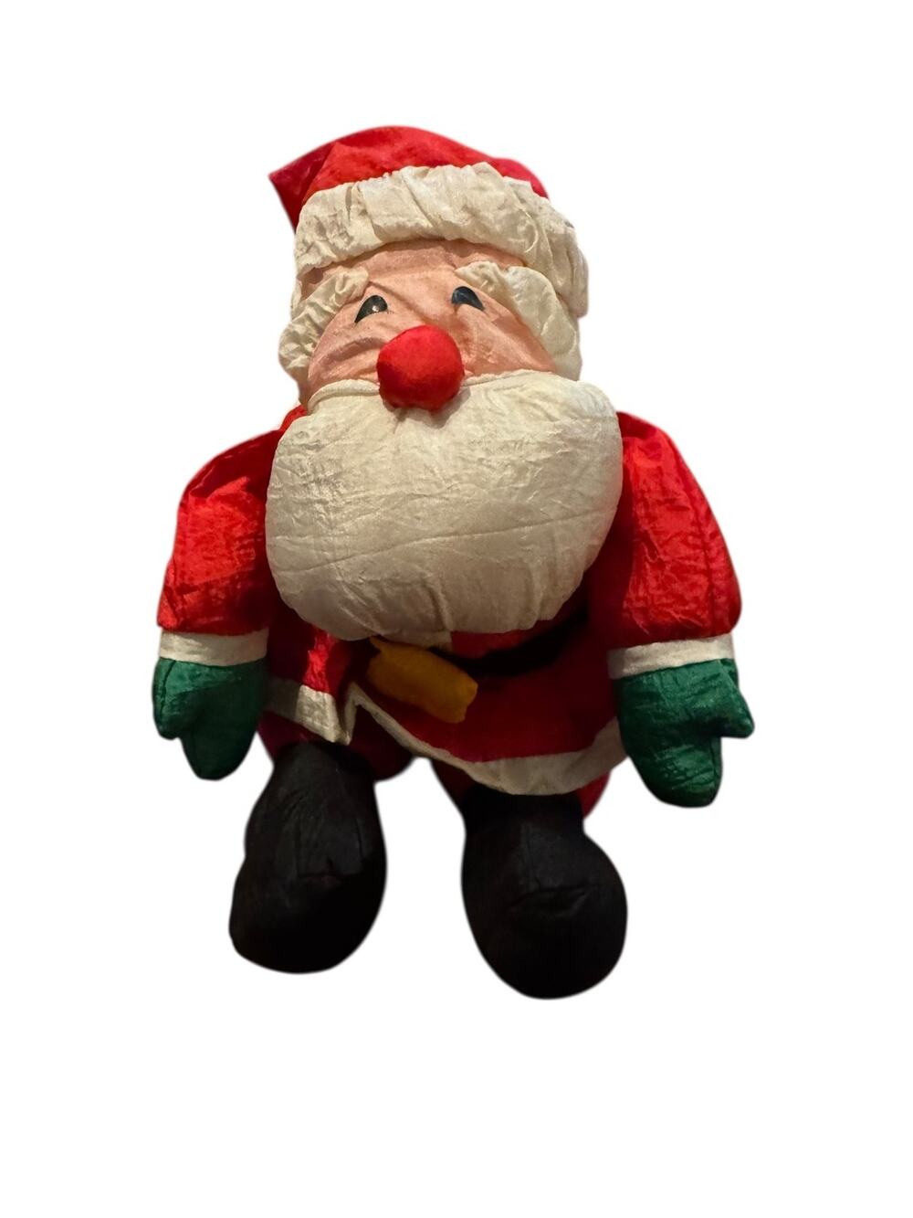 Vintage Santa Claus Plush Christmas Holiday Decor Soft Stuffed Figure 1990s